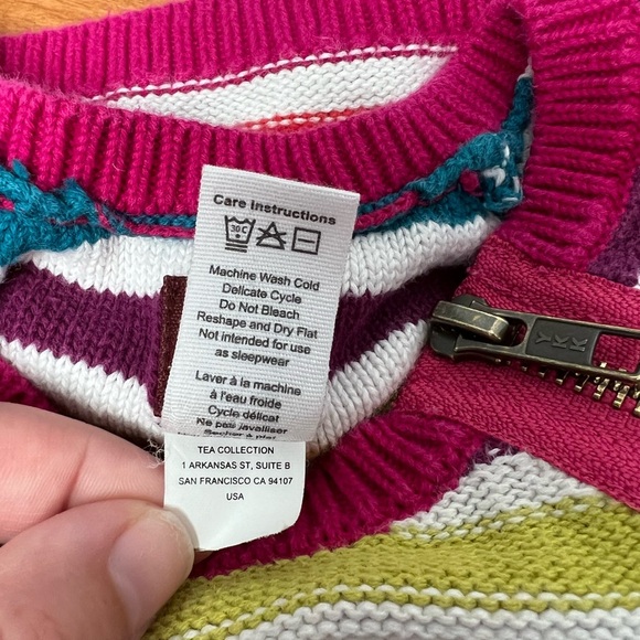 Tea Collection Multicolor Tunic Knit Dress Rainbow Stripes Size 6 Girls - Picture 6 of 6